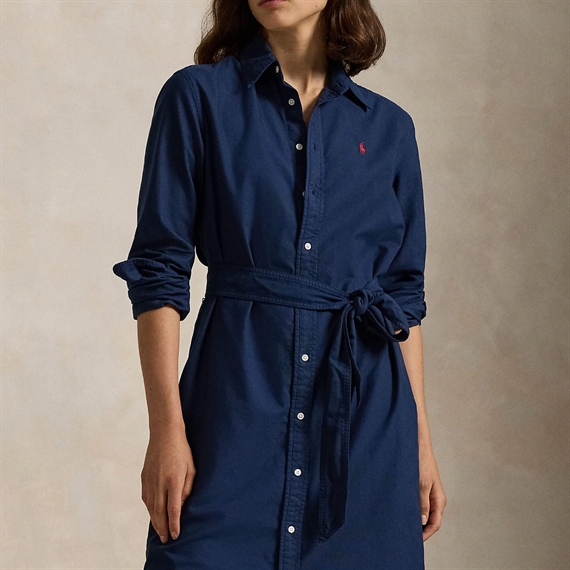 Polo Ralph Lauren Cotton Oxford Belted Skjortekjole, Summer Navy